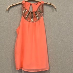 Beautiful stud details blouse coral color